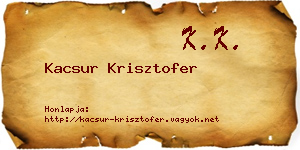 Kacsur Krisztofer névjegykártya